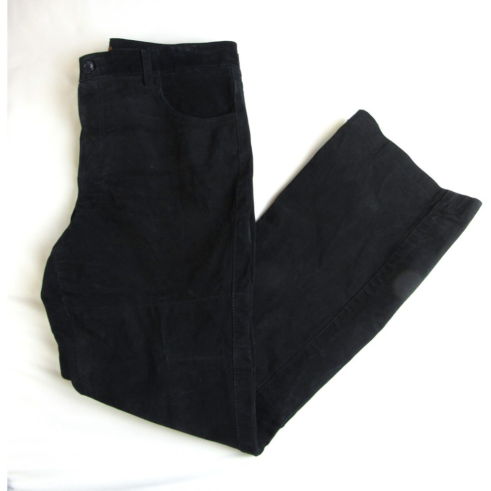 Lee Jeans Black One True Fit 100% Leather Suede Bootcut Lined Women Size 13/14 - Picture 4 of 8